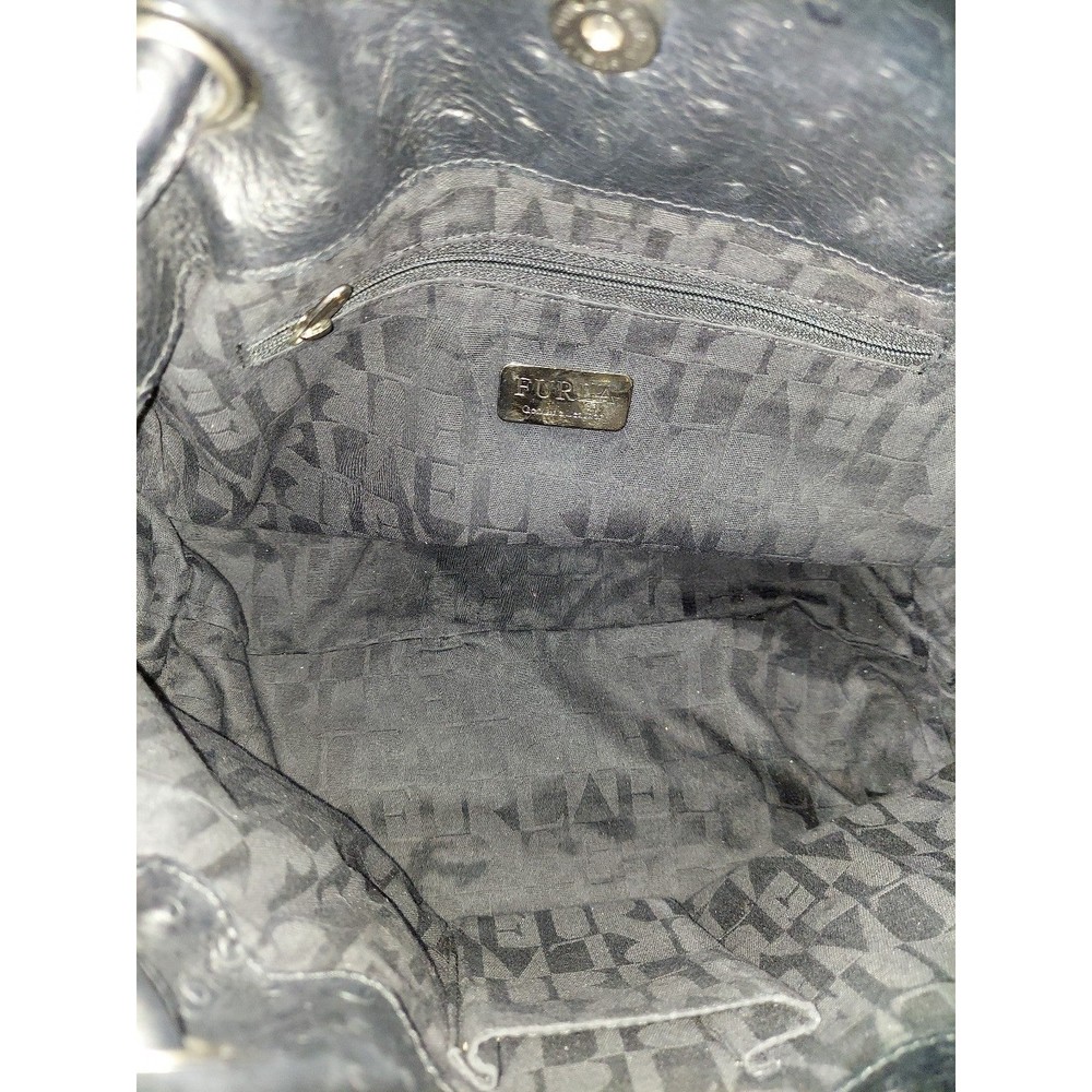Furla Ostrich Leather Black Women's Handbag Satchel - Picture 3 of 10